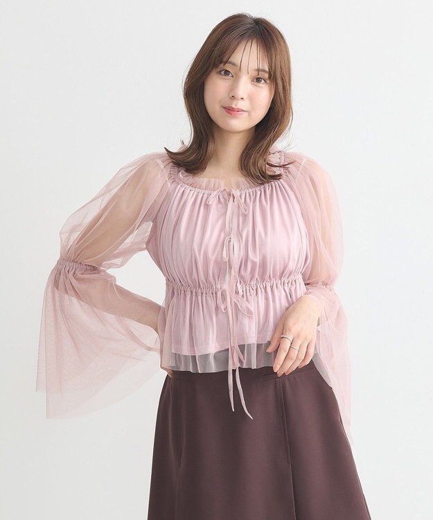 earth music&ecology チュールブラウス Pink