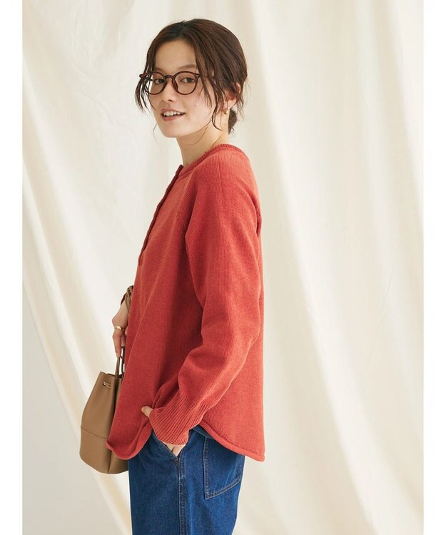 CRAFT STANDARD BOUTIQUE ７Ｇモールニット　ヘンリーＰＯ　Ｌ／Ｓ Dark Orange