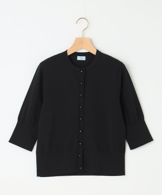 組曲 【洗える・6色展開】CANDYボタン 半袖カーディガン ブラック系