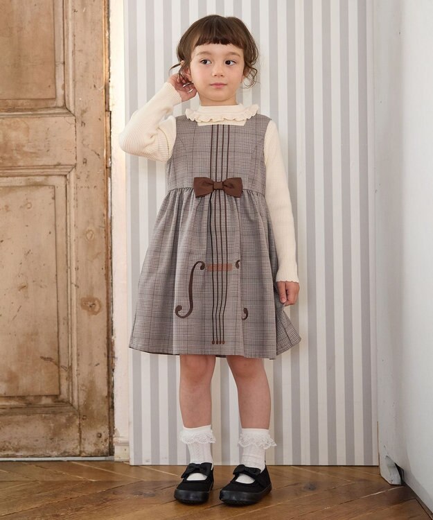 ANY KIDS メロディジャンパースカート ブラウン×チェック