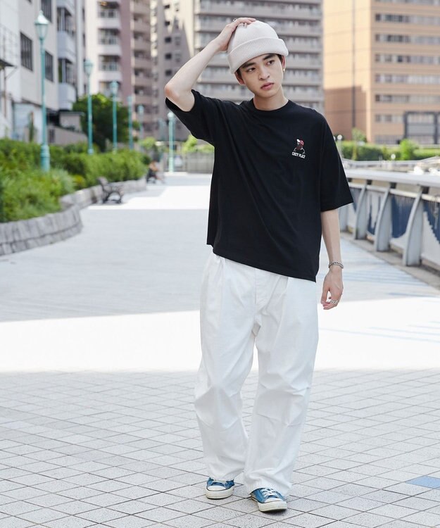 WEGO ヒゲサガラ刺繍Tシャツ ブラック