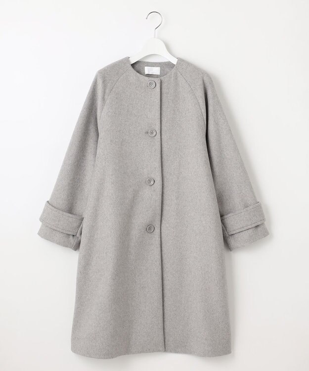 Feroux ウール混 Aラインコート ライトグレー系