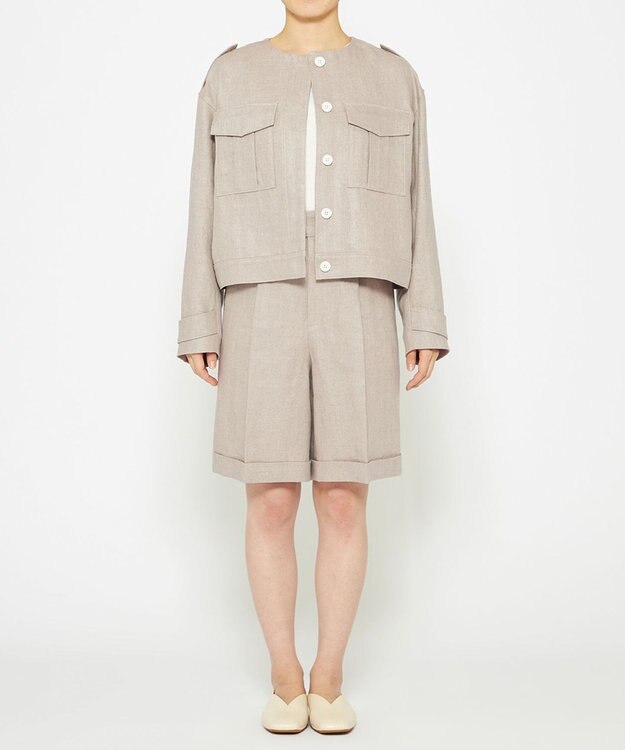 uncrave ヘリンボーン リネン ブルゾン（uncrave WHITE） フラックスA