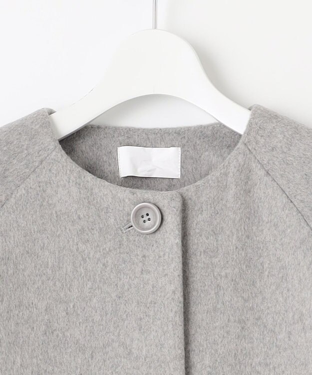 Feroux ウール混 Aラインコート ライトグレー系