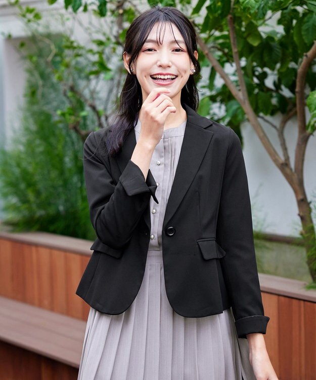 Tiaclasse L 【ダブルクロス・洗える】テーラードジャケット ブラック