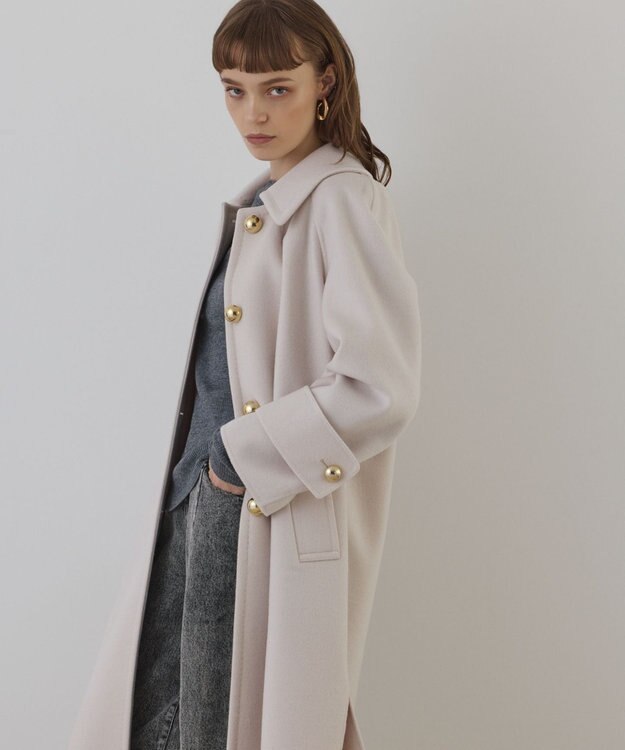 GRACE CONTINENTAL ウールカシミヤリバーコート キナリ