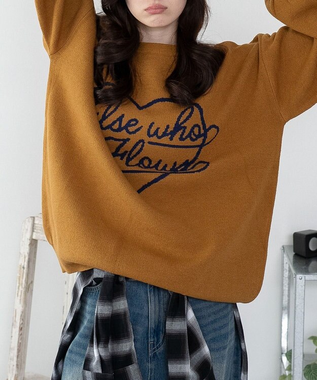 WEGO 【洗える】グラフィックニットBIGプルオーバー 柄14