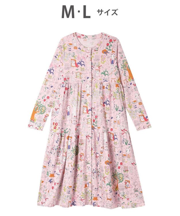tsumori chisato SLEEP ツモリチサト ルームウエア ワンピース 長袖 綿100%(本体) ロング丈(ふくらはぎ付近) UNX533 /ワコール ピンク