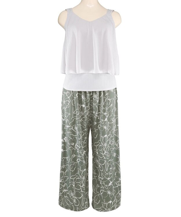 San-ai Resort（三愛水着楽園） ロングパンツセット　9M・11L　【Coral veil（コーラルヴェール）】 グレー×カーキ