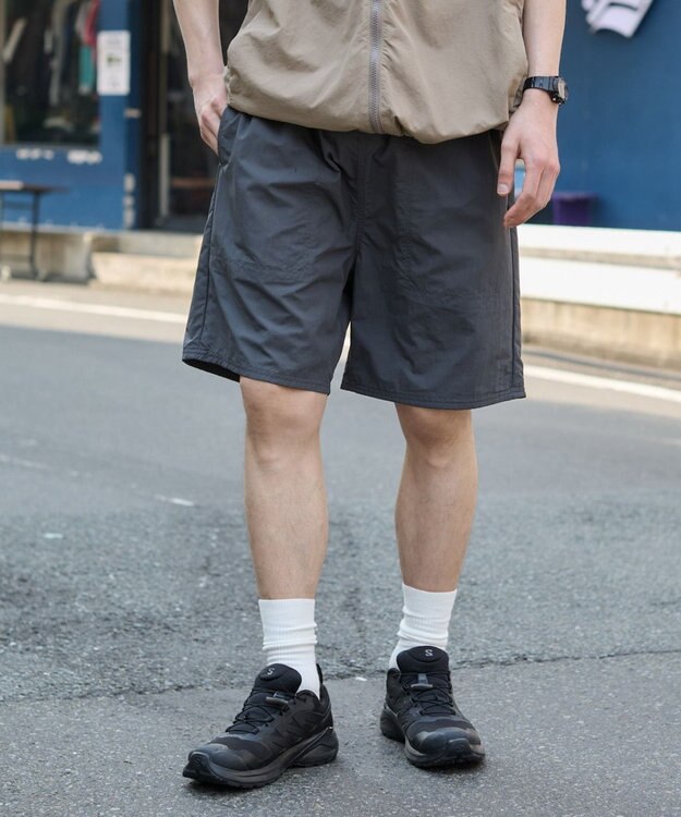 WEGO 【ウエストゴム/紐/速乾/洗濯可/SMLサイズ展開】ナイロンイージーショーツ ダークグレー