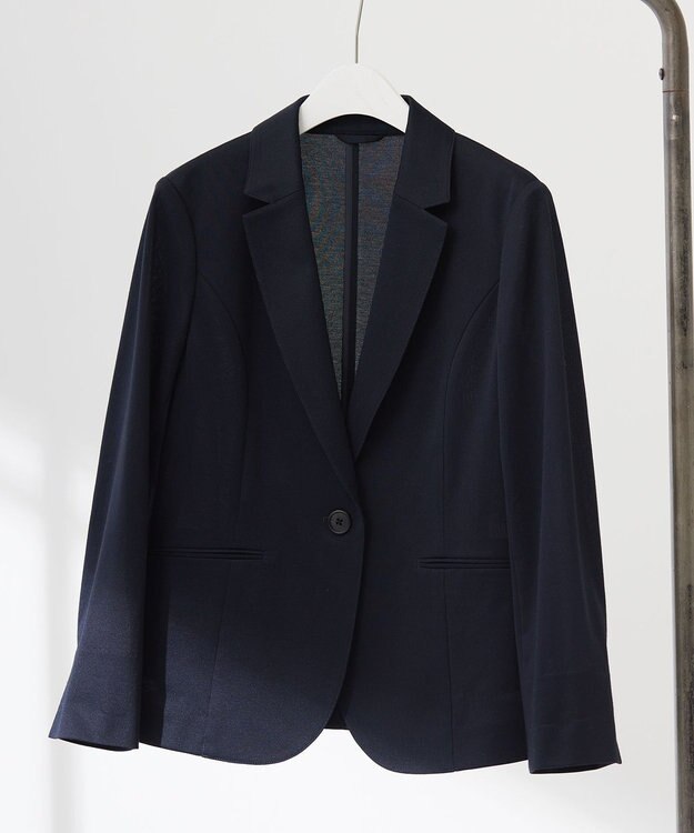 J.PRESS LADIES L 【洗える・吸水速乾】セオアルファピケストライプ テーラード ジャケット ネイビー系