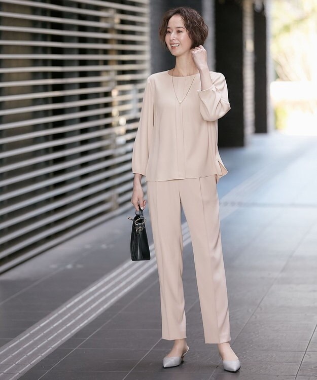 自由区 【XSサイズ～/洗える】ダブルフェイススーティング プルオーバーブラウス ピンク系