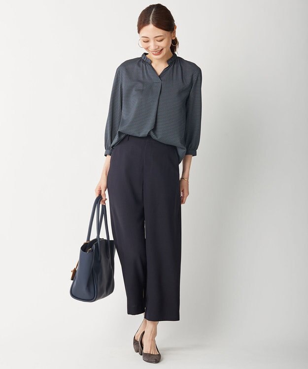 J.PRESS LADIES 【洗える】リラクシオンツイル パンツ ネイビー系