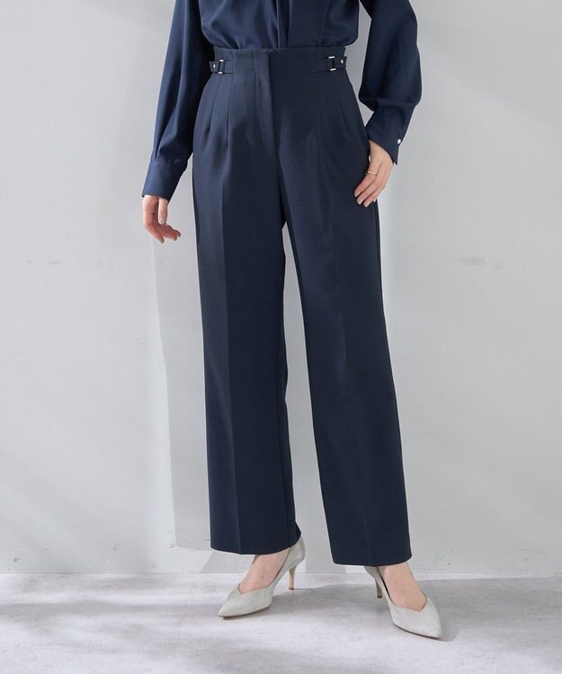 YECCA VECCA サイドベルテッドハイウエストパンツ Navy