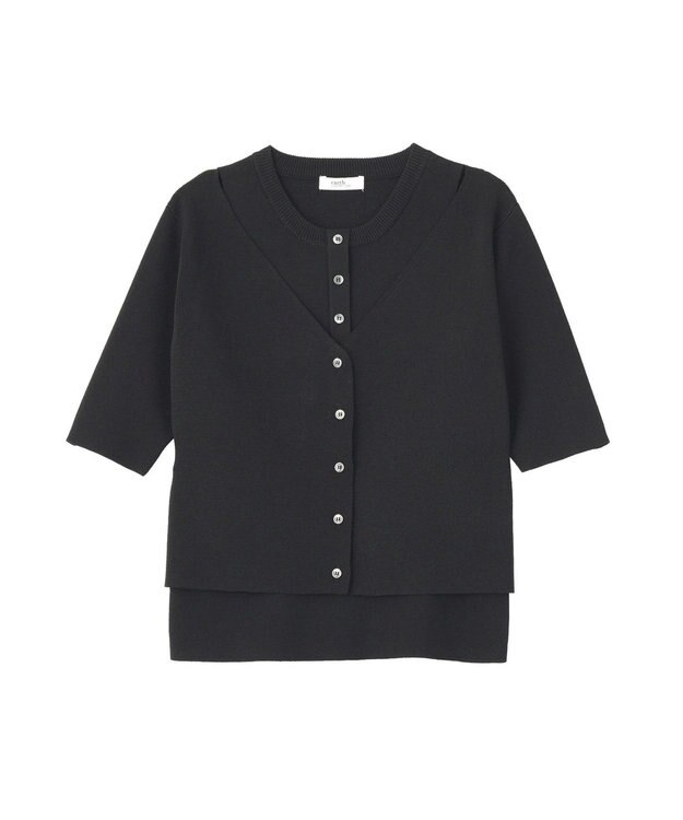 earth music&ecology フェイクレイヤードアメスリプルオーバー Black