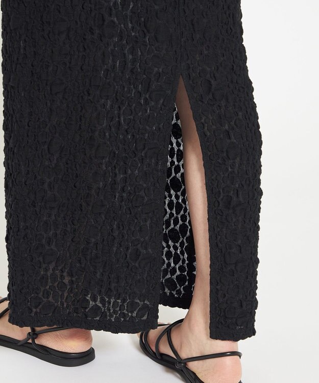 uncrave 【洗濯機洗い可】ストレッチレース スカート（uncrave WHITE） ブラック