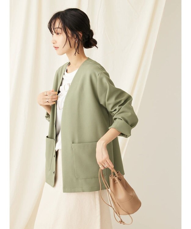 CRAFT STANDARD BOUTIQUE 【イージーケア】ＶネックカーディガンＪＫＴ Khaki