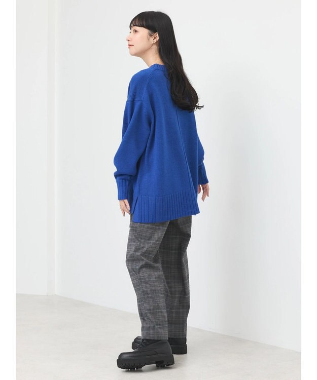 earth music&ecology ウォッシャブル脇スリットクルーネックプルオーバー Blue