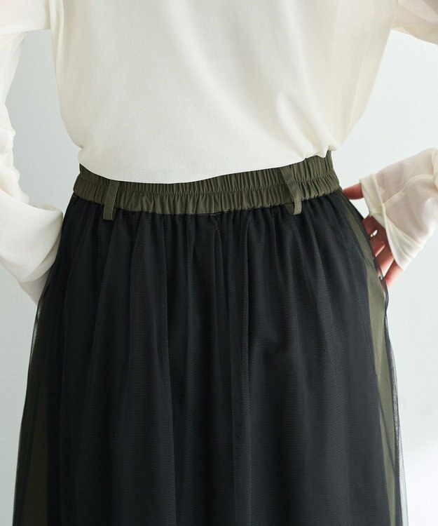 YECCA VECCA 異素材MIXロングスカート Khaki