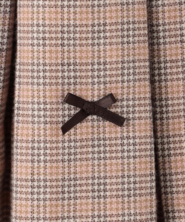 ANY KIDS リボン×チェック プリーツスカパン ブラウン×チェック