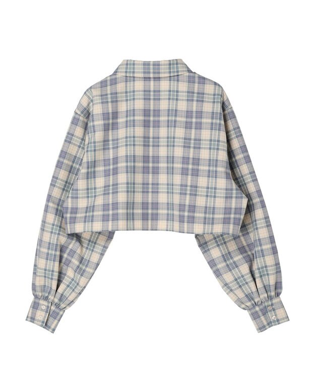 earth music&ecology ＣＨＥＣＫショートシャツジャケット Check Blue