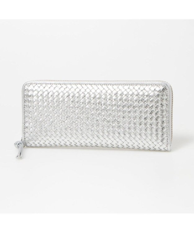 UNBILLION ペルケ perche / レザーメッシュ・ジャバラカード長財布 シルバー