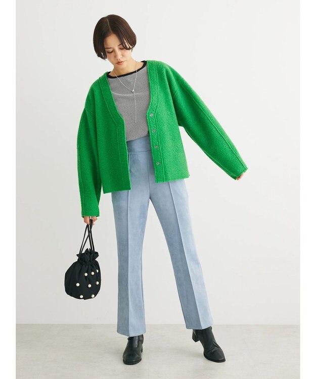 Green Parks ・ＥＬＥＮＣＡＲＥ　ＤＵＥ　ブークレＶネックカーデ Green