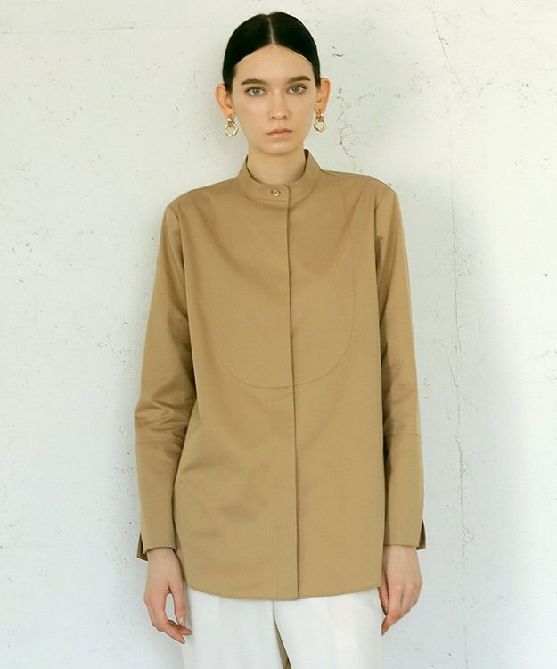 23区 【23区 lab.】ハイカウントコットン タキシード シャツ キャメル系