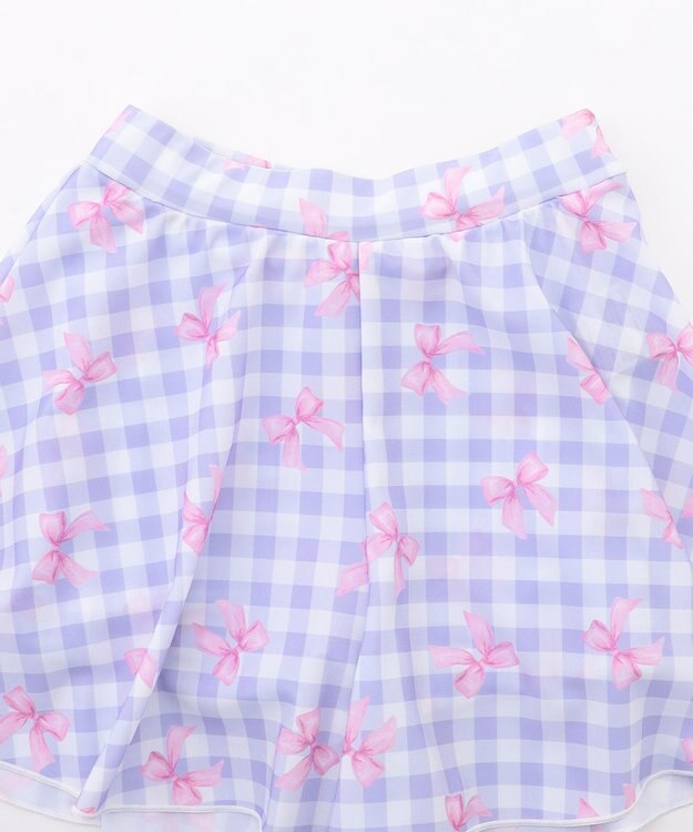 ANY KIDS 【UVカット】2WAYショルダーセパレート水着 ラベンダー×ラベンダーチェック