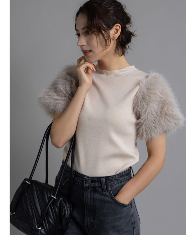 Te chichi スリーブファーニットプルオーバー《2025Autumn catalog item》 ベージュ