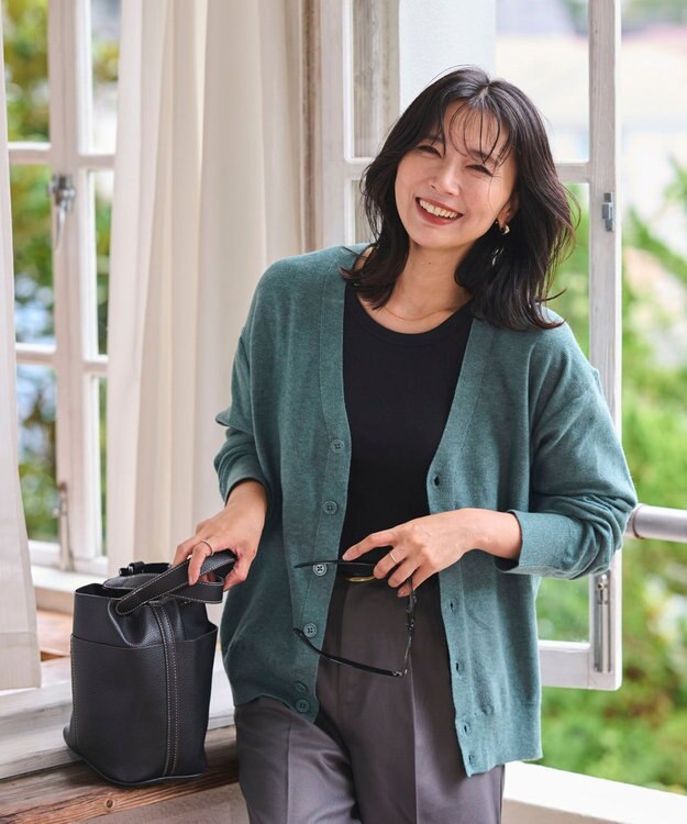 WEGO 【WEB限定/2025年秋冬新作//洗濯可/MLサイズ展開/ユニセックス着用ITEM】ドロップショルダーカーディガン グリーンその他