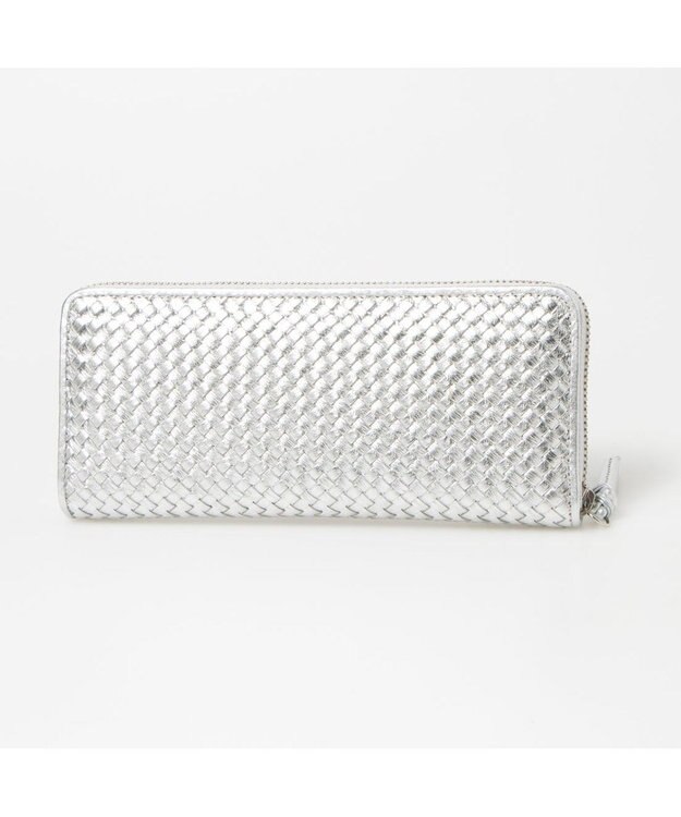 UNBILLION ペルケ perche / レザーメッシュ・ジャバラカード長財布 シルバー
