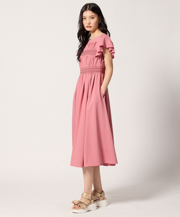 TOCCA 【洗える・接触冷感・UVカット・消臭】SMOCKING EMBROIDERY ドレス ピンク系