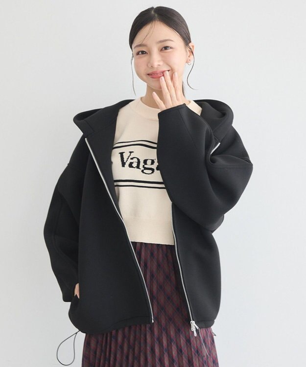 earth music&ecology フーディーダンボールジップブルゾン Black