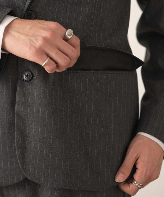 WEGO 【フォーマル/セットアップ対応】シングルテーラードジャケット グレーストライプ