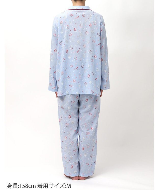 Wing パジャマ 綿100%(本体) 楊柳素材 高島ちぢみ（R） 長袖 長ズボン レディース EP8042 ウイング／ワコール サックス