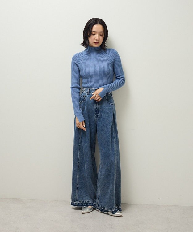 Green Parks ・Ｐｅｔｉｔ　Ｆｌｅｕｒ　ボトルネックリブニット Blue