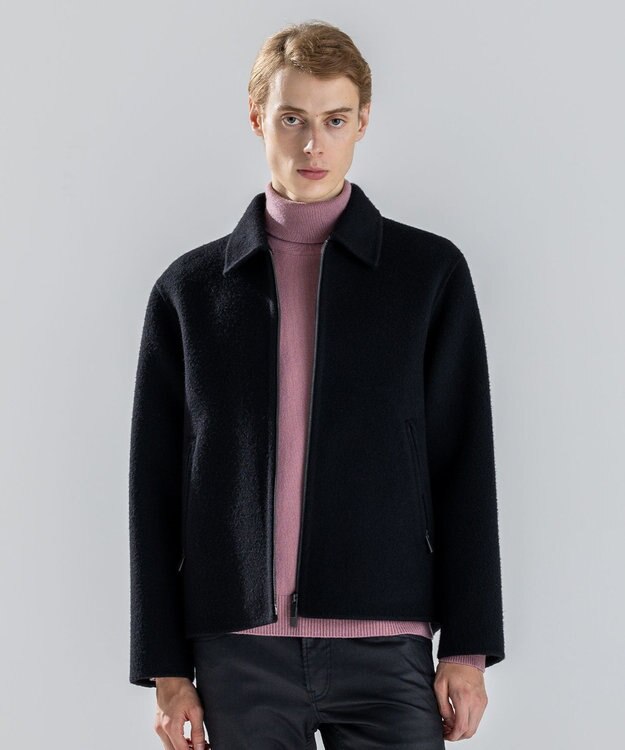 JOSEPH HOMME 【新素材】ウールキャメルリバー　ジップアップブルゾン ブラック系