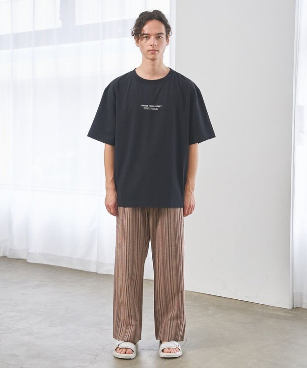 J.PRESS YORK STREET 【UNISEX】コットンリネンイージーストライプ パンツ ブラウン系3