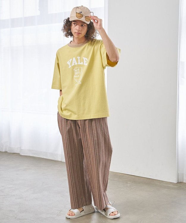 J.PRESS YORK STREET 【UNISEX】コットンリネンイージーストライプ パンツ ブラウン系3