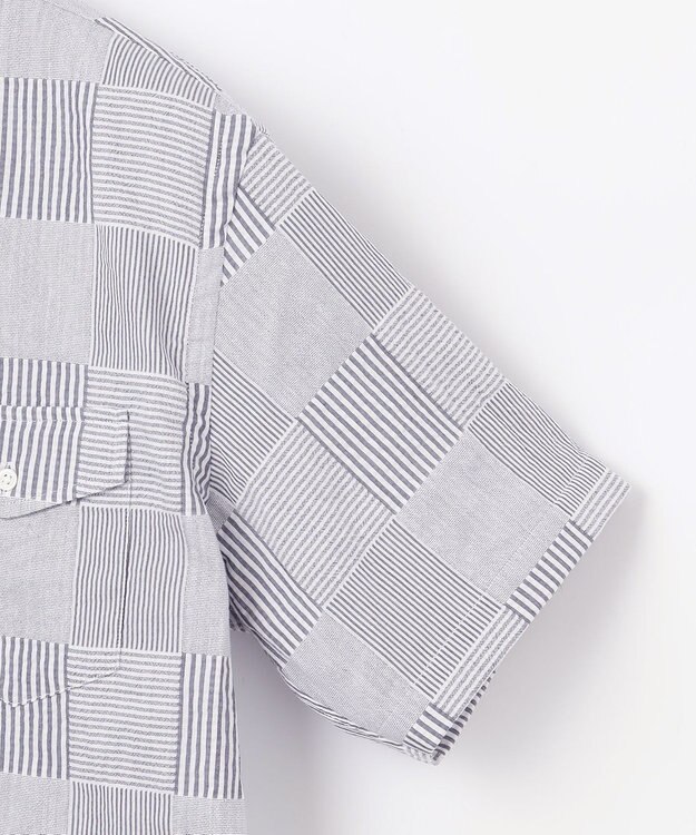 J.PRESS MEN 【クールマックス】サッカーパッチワーク シャツ ネイビー系9