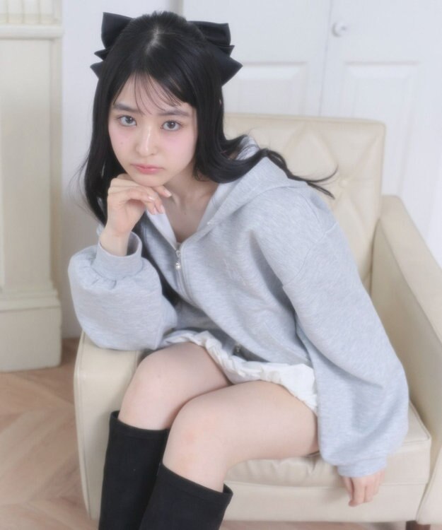 WEGO ダンボールレースパーカー 杢グレー