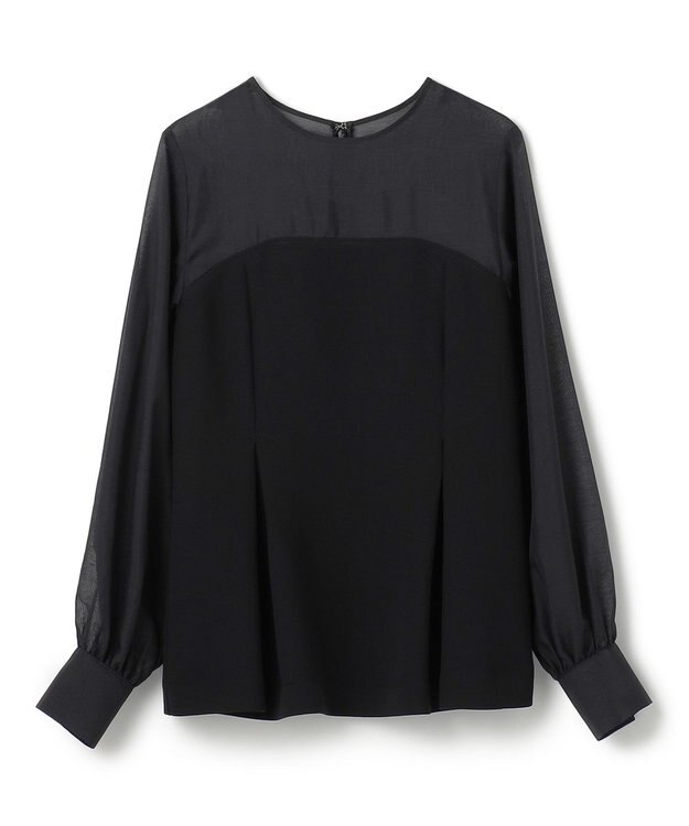 uncrave 【防シワ・洗濯機洗い可】ウォッシャブルダブルクロス ビスチェ ブラウス ブラック