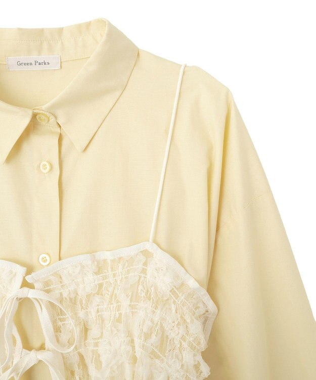 Green Parks ＳＥＴ２点シャツ＋レースビスチェ Yellow