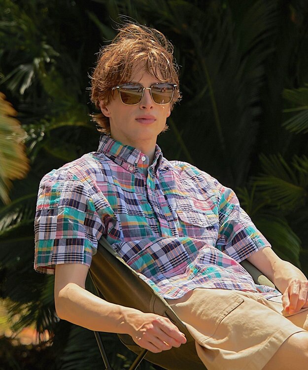 J.PRESS MEN パッチワーク プルオーバーシャツ ピンク系9