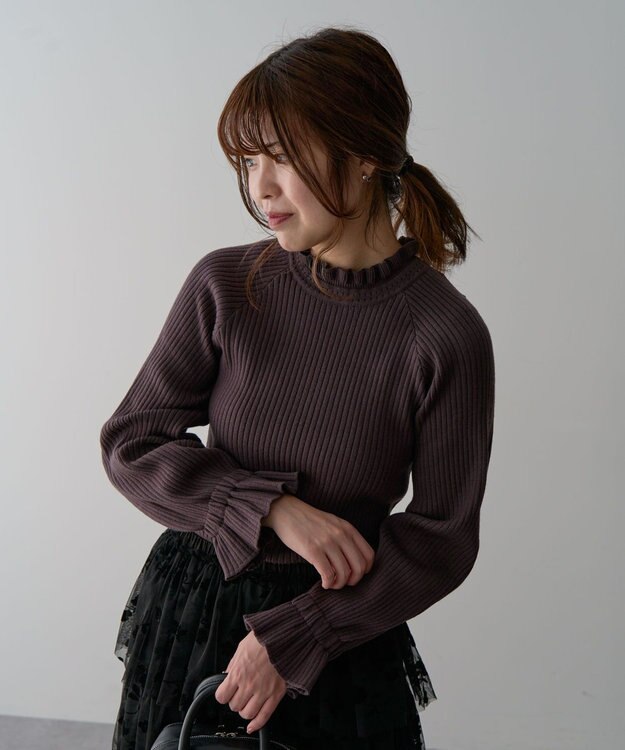 Green Parks ・ｓｗｉｎｇ　ｂｙ　キャンディスリーブリブニット Charcoal Gray