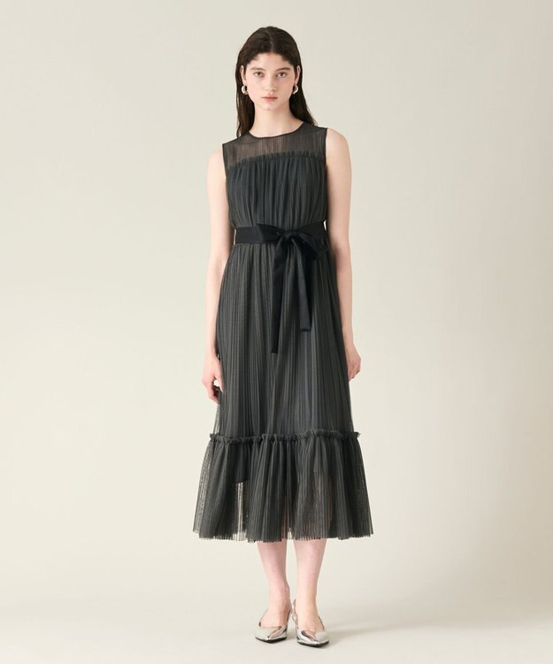 GRACE CONTINENTAL プリーツロングドレス グレー