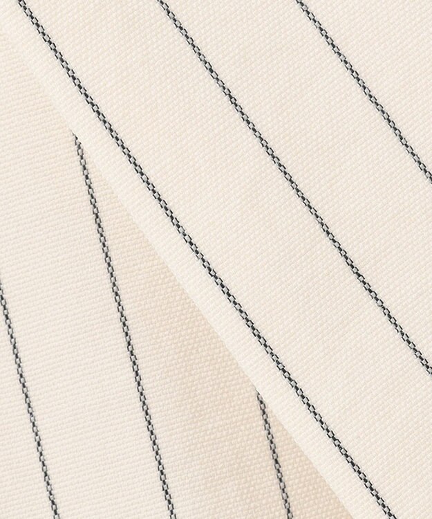 ICB 【洗える】 LooseWeave ストライプ柄ダブルブレストジャケット オフホワイト×ブラック系