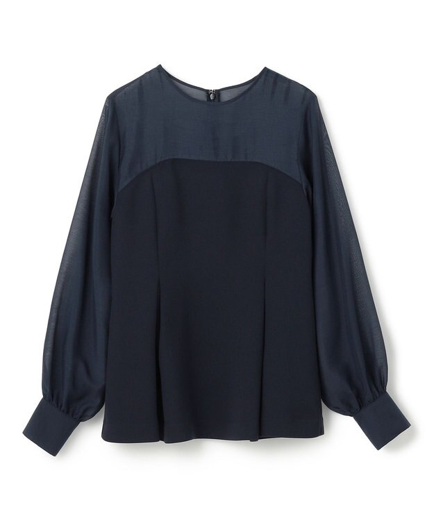 uncrave 【防シワ・洗濯機洗い可】ウォッシャブルダブルクロス ビスチェ ブラウス ネイビー