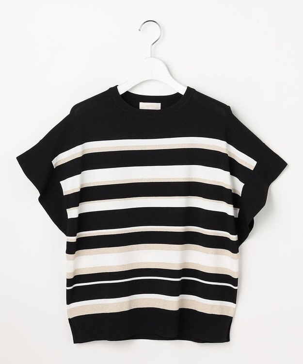 ANY SIS 【アイスタッチ】フレンチスリーブ ニット ブラックベース×ゴールドラメ